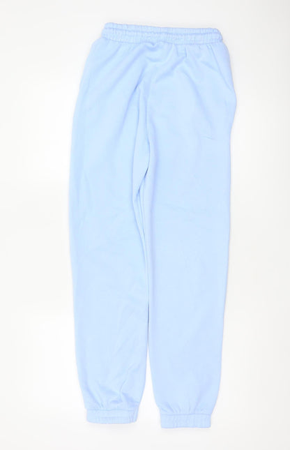 Zara Women Blue UK 8 Fleece Jogger Trousers Drawstring Cuffed