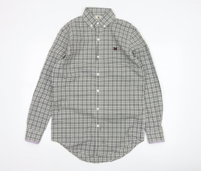Lyle & Scott Men’s Grey Check Cotton Button-Up Shirt Size S Long Sleeve