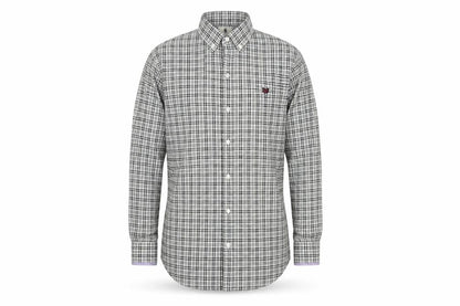 Lyle & Scott Men’s Grey Check Cotton Button-Up Shirt Size S Long Sleeve
