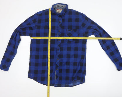 Tokyo Laundry Men's Blue Check Cotton Shirt M Long Sleeve Button-Up
