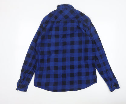 Tokyo Laundry Men's Blue Check Cotton Shirt M Long Sleeve Button-Up