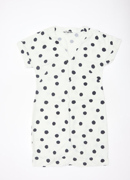 Marks and Spencer Women White Black Polka Dot UK 10 Shift Midi Dress