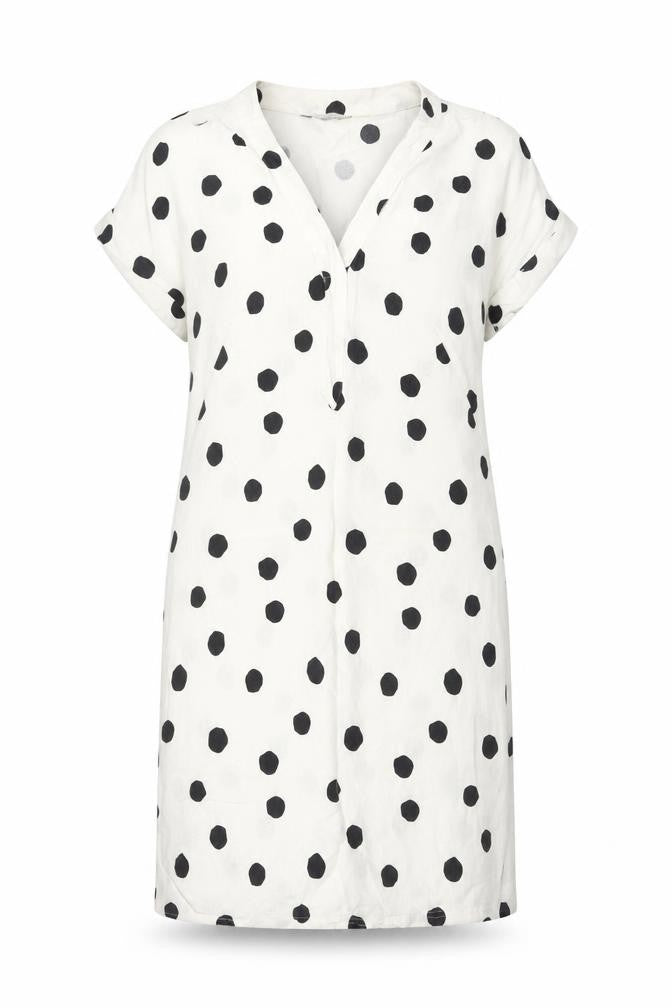 Marks & Spencer Women White Black Polka Dot UK 10 Shift Midi Dress