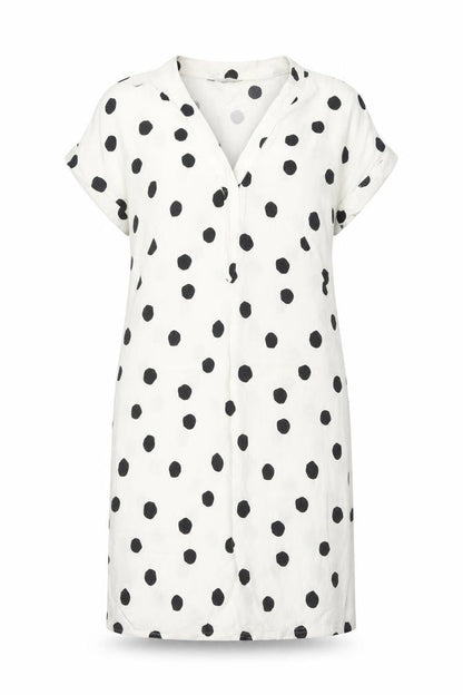Marks & Spencer Women White Black Polka Dot UK 10 Shift Midi Dress