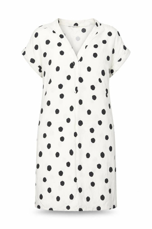 Marks & Spencer Women White Black Polka Dot UK 10 Shift Midi Dress