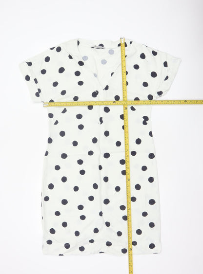 Marks and Spencer Women White Black Polka Dot UK 10 Shift Midi Dress