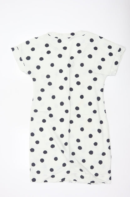 Marks and Spencer Women White Black Polka Dot UK 10 Shift Midi Dress