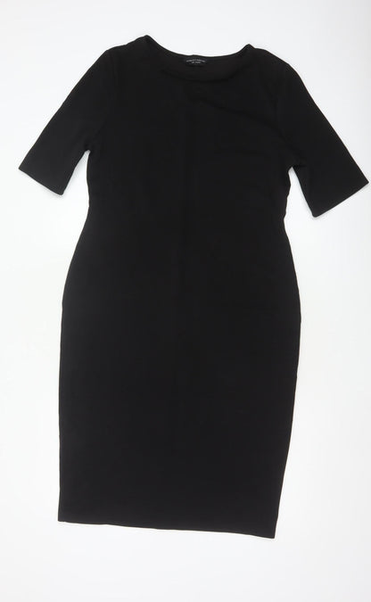 Dorothy Perkins Women Black UK 16 Bodycon Knee Length Flared Sleeve Dress