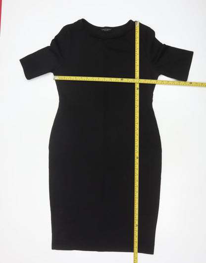 Dorothy Perkins Women Black UK 16 Bodycon Knee Length Flared Sleeve Dress
