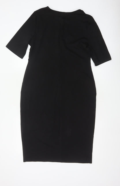 Dorothy Perkins Women Black UK 16 Bodycon Knee Length Flared Sleeve Dress