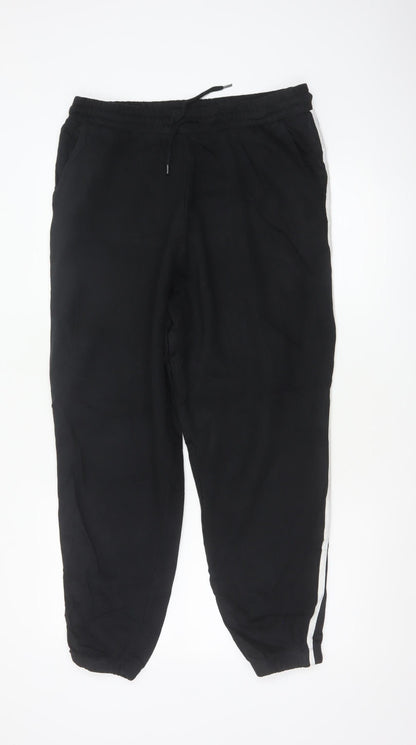 George Men’s Black S Jogger Trousers Cotton Drawstring Side Stripe 30R