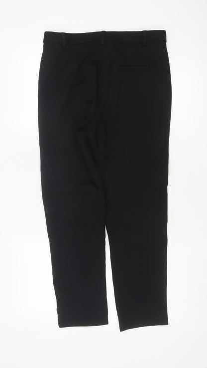 Marks and Spencer Women Black UK 10 Short Straight Zip Detail Trousers