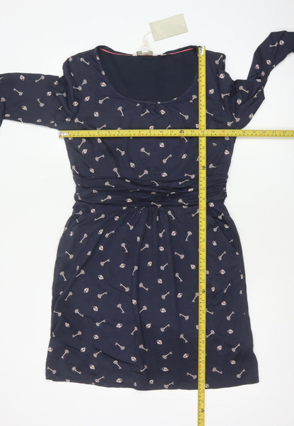 Boden Women Blue Petite UK 12 Jersey Ruched Knee Length Sheath Dress