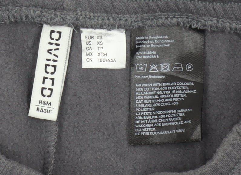 H&M Divided Women’s Grey XS Wide-Leg Drawstring Trousers