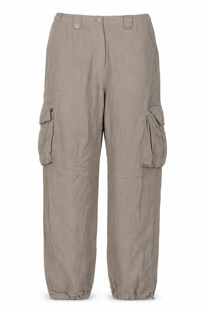 Warehouse Women Brown UK 8 Silk Cargo Tapered Trousers Pockets