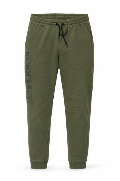 Jack & Jones Men Green XL Logo Cotton Blend Jogger Trousers