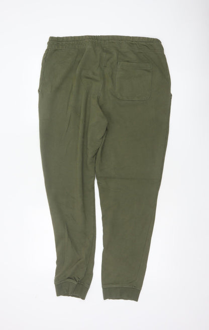 Jack & Jones Men Green XL Logo Cotton Blend Jogger Trousers