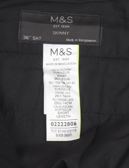 Marks & Spencer Men’s Black 36S Skinny Formal Trousers 36in