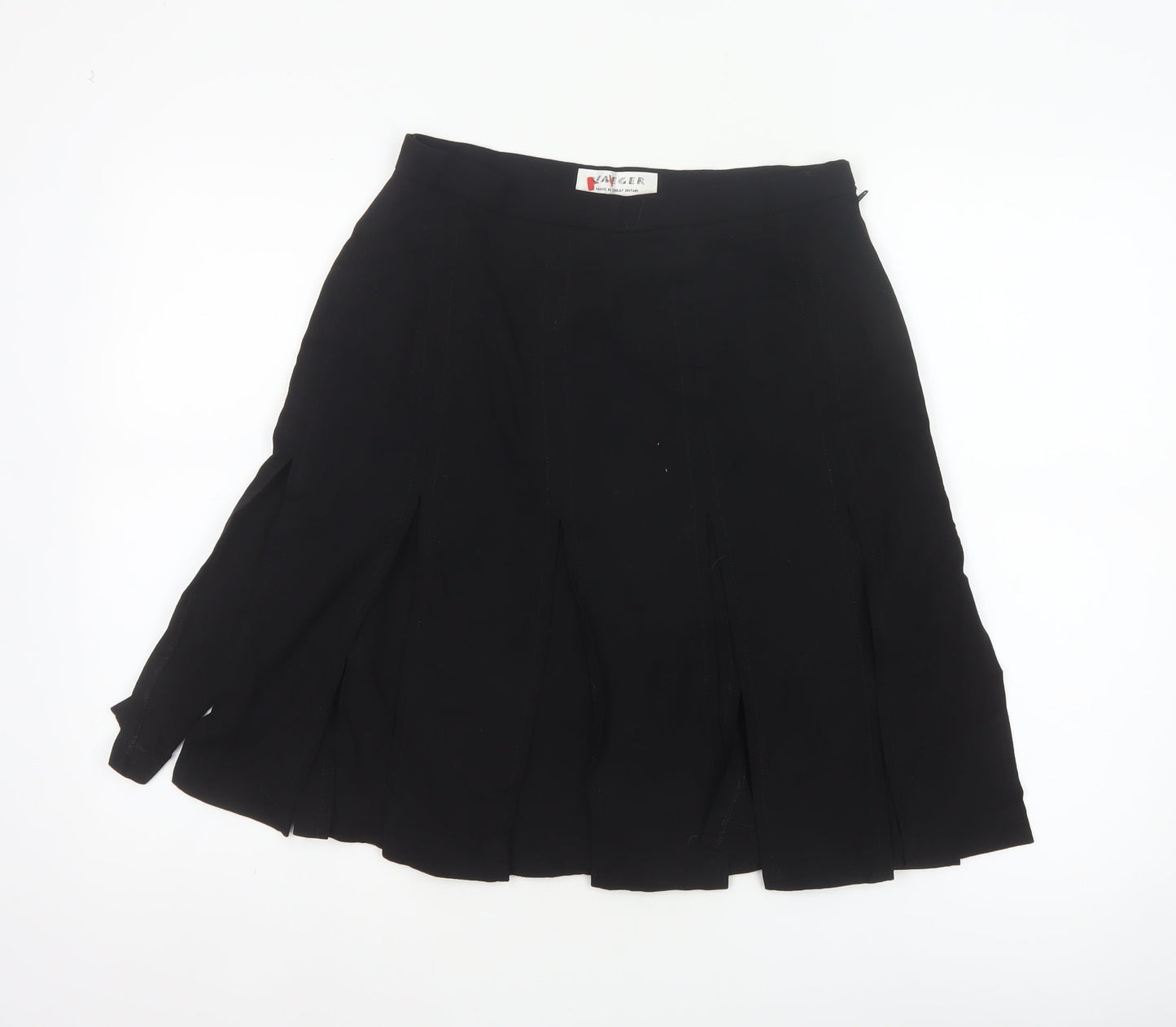 Vanger Women's Black UK 12 Wool A-Line Knee Skirt Made in Britain