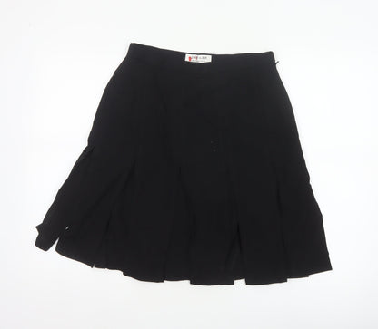 Vanger Women's Black UK 12 Wool A-Line Knee Skirt Made in Britain