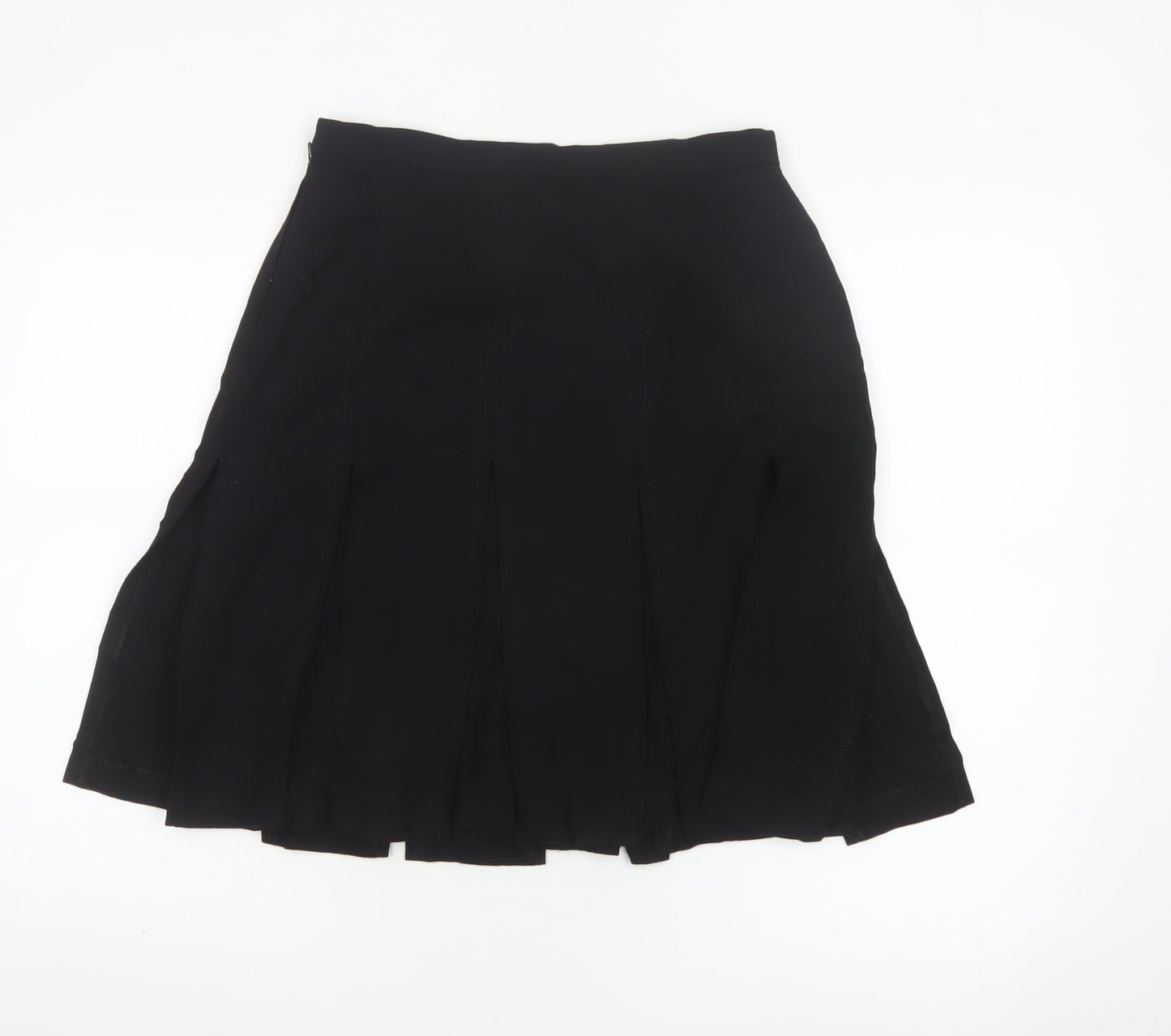 Vanger Women's Black UK 12 Wool A-Line Knee Skirt Made in Britain