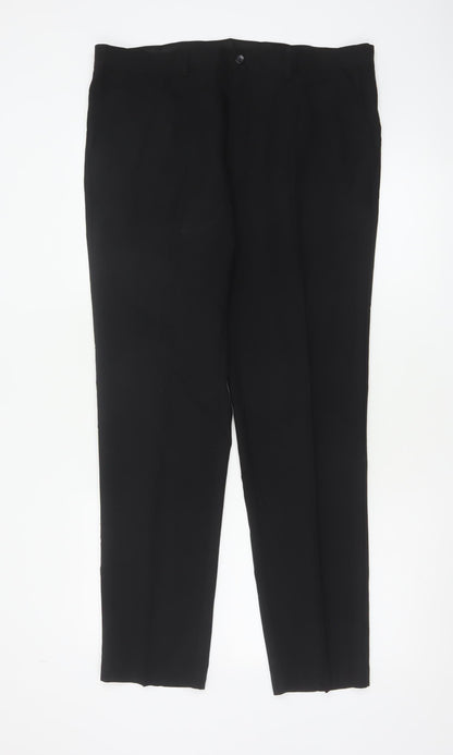 Marks & Spencer Men's Black 36 Regular Skinny Dress Trousers 31 Leg