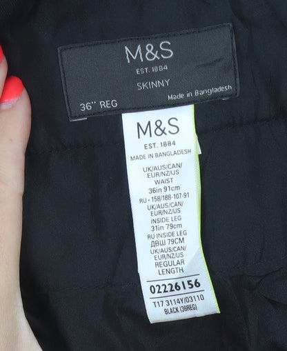 Marks & Spencer Men's Black 36 Regular Skinny Dress Trousers 31 Leg