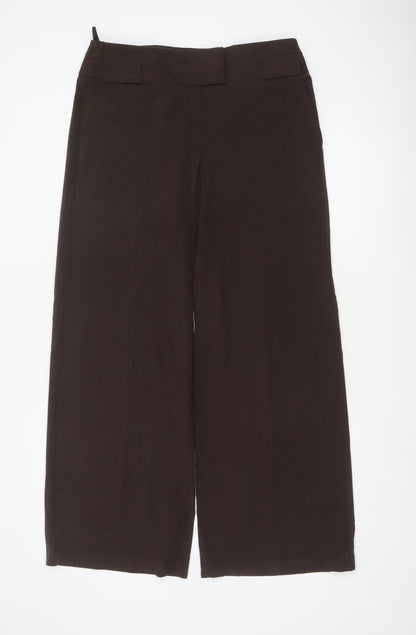 Marks & Spencer Women Brown UK 14 Wide Leg Tailored Dress Trousers