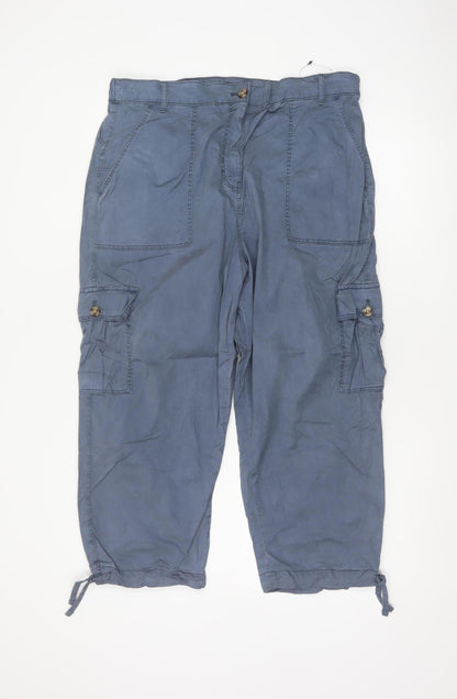 Marks & Spencer Women Blue UK 16 Cargo Trousers Lyocell Cotton