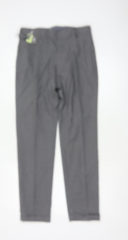 M&S Mens Grey Pinstripe Slim Dress Trousers 30in 31in Leg