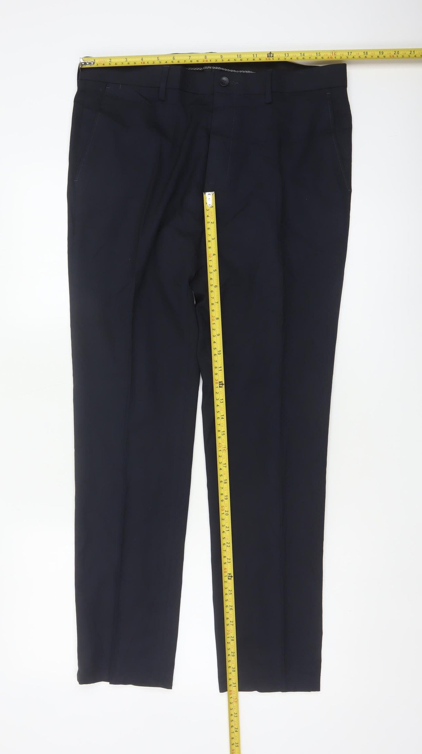 Marks & Spencer Men's Navy 34/31 Skinny Smart Dress Trousers Stretch