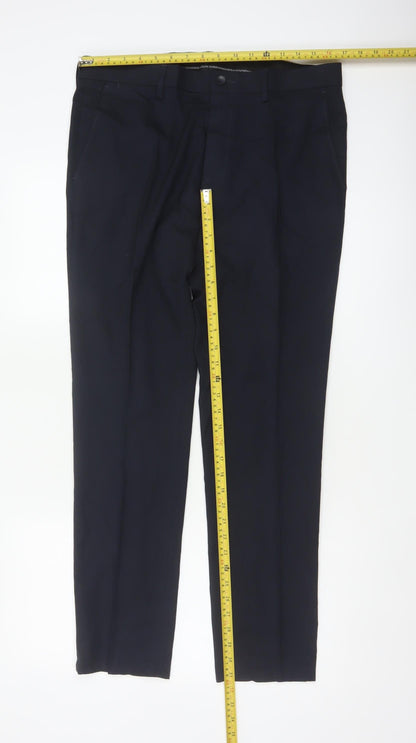 Marks & Spencer Men's Navy 34/31 Skinny Smart Dress Trousers Stretch