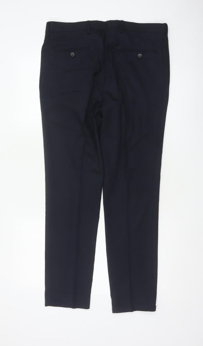 Marks & Spencer Men's Navy 34/31 Skinny Smart Dress Trousers Stretch