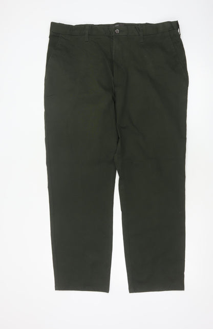 Marks & Spencer Men's Green 38/29 Regular Stretch Chino Trousers