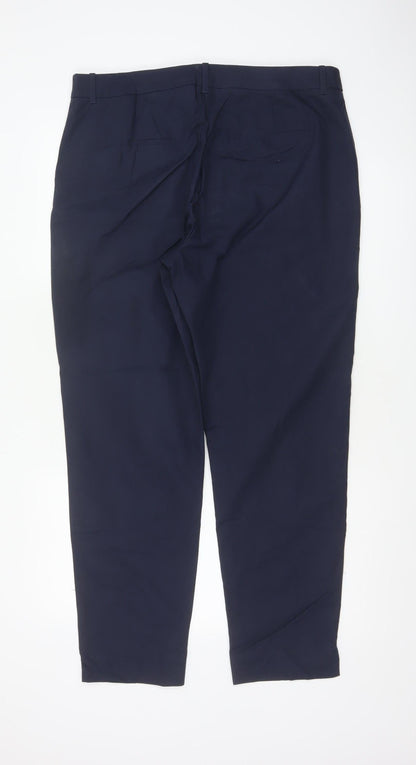 M&S Women’s Blue Size 16 Cotton Blend Tapered Work Trousers