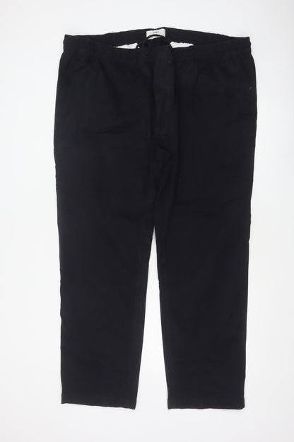 Marks & Spencer Men Black 3XL Straight Fit Drawstring Trousers