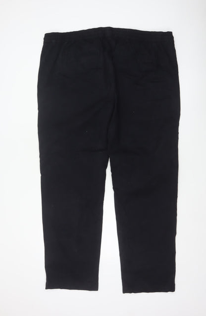 Marks & Spencer Men Black 3XL Straight Fit Drawstring Trousers