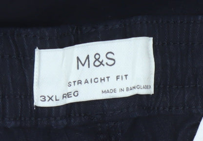 Marks & Spencer Men Black 3XL Straight Fit Drawstring Trousers