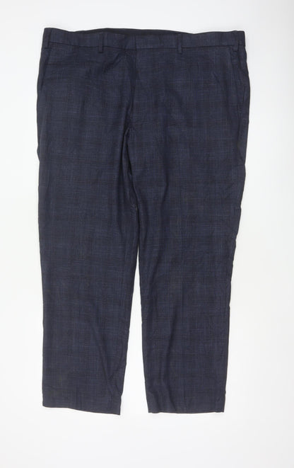 Marks & Spencer Men’s Blue Check Regular 42 Short Smart Trousers