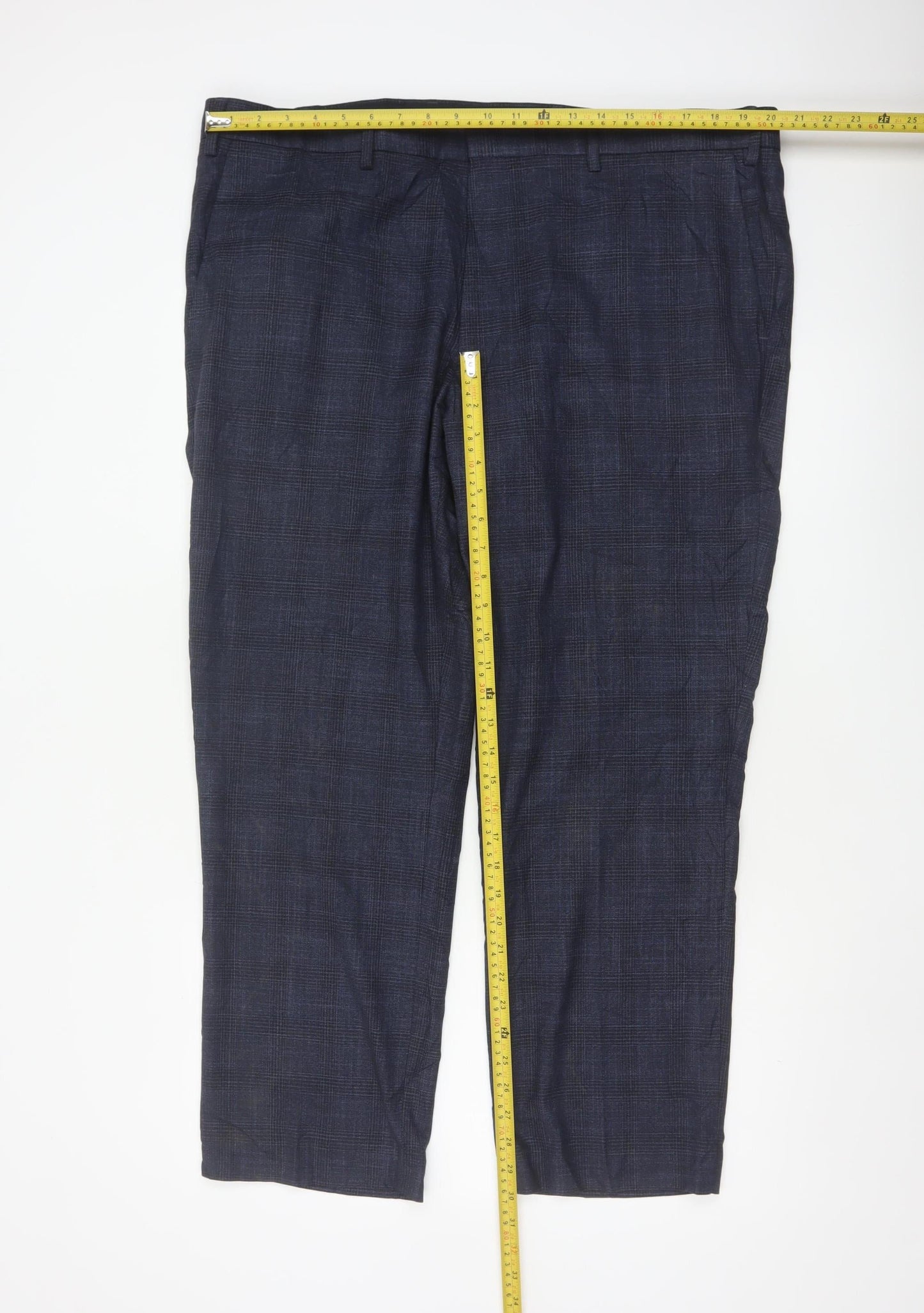 Marks & Spencer Men’s Blue Check Regular 42 Short Smart Trousers