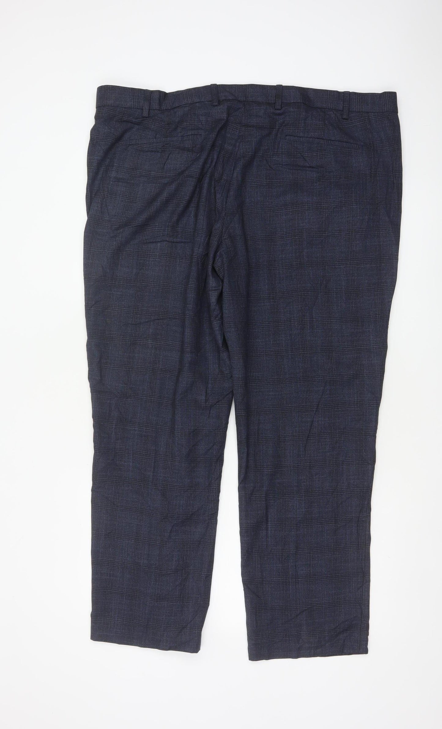 Marks & Spencer Men’s Blue Check Regular 42 Short Smart Trousers