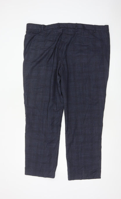 Marks & Spencer Men’s Blue Check Regular 42 Short Smart Trousers