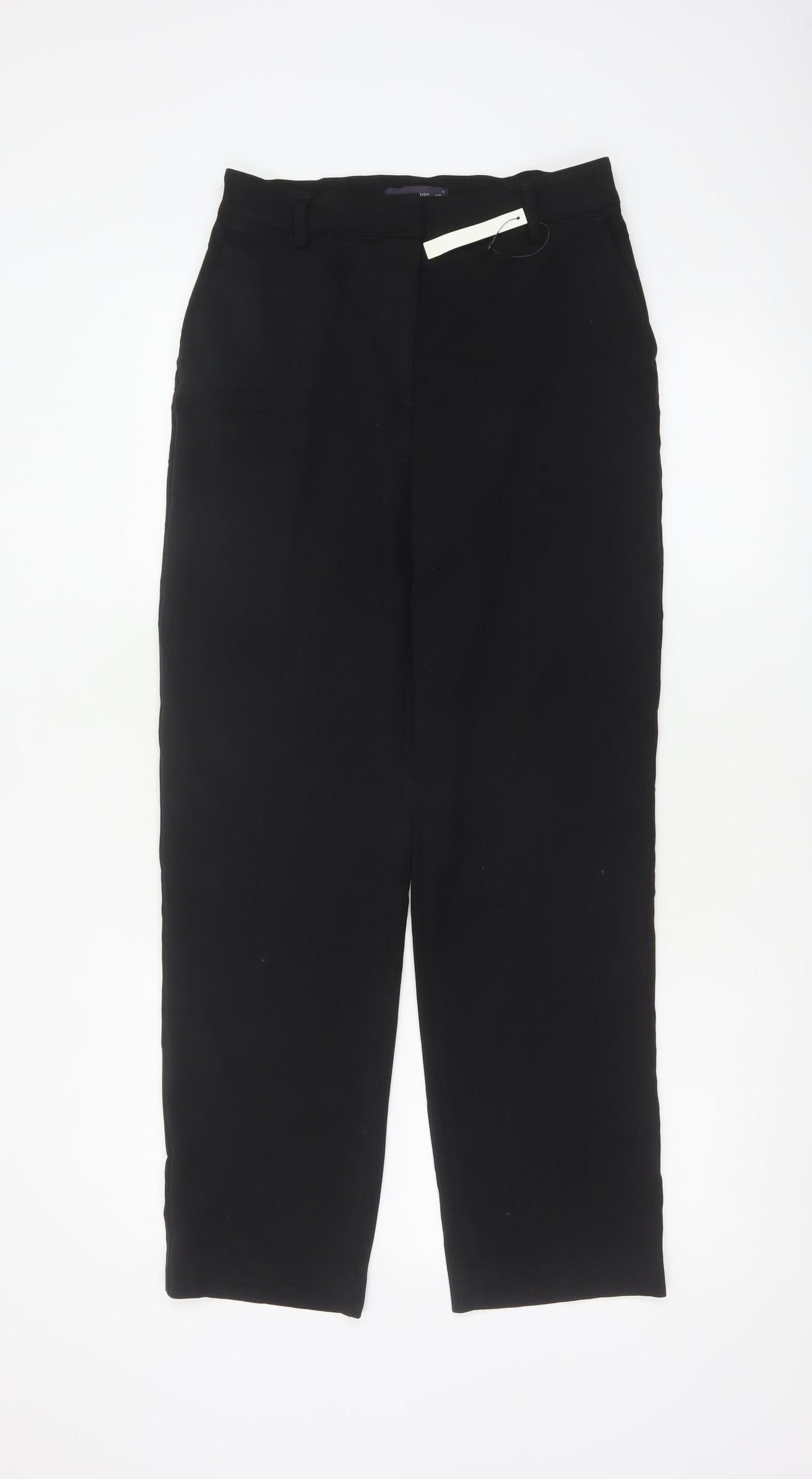 Marks & Spencer Women Black UK 10 Short Straight Tailored Trousers