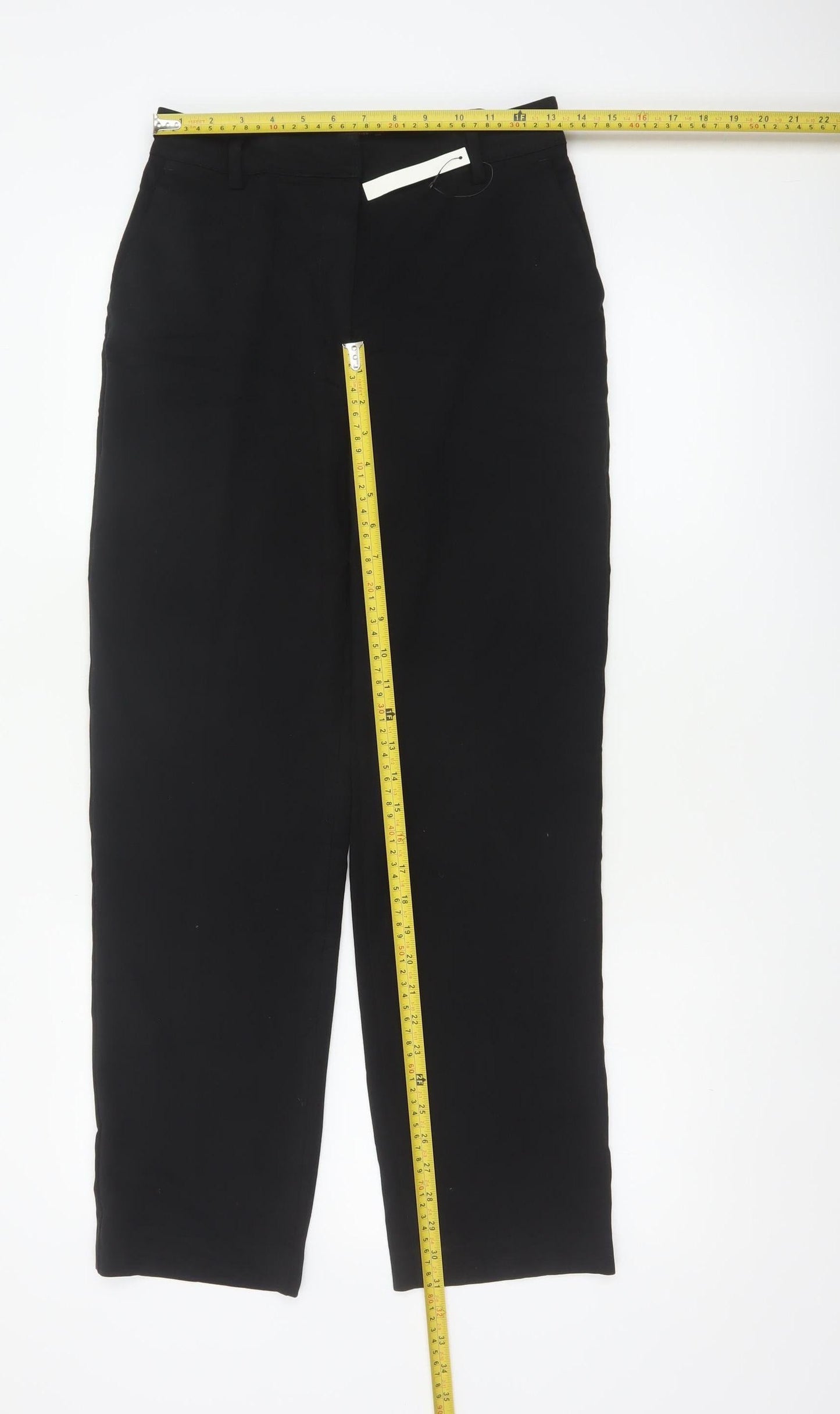 Marks & Spencer Women Black UK 10 Short Straight Tailored Trousers