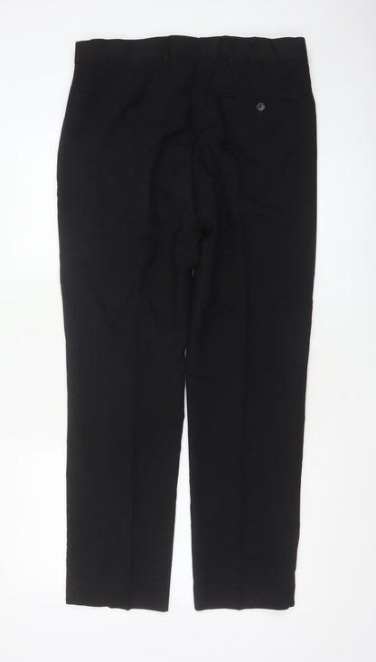 Marks and Spencer Men Black 32 Regular Straight Dress Trousers