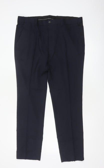 Marks & Spencer Men's Navy 38/31 Skinny Dress Trousers Slim Fit