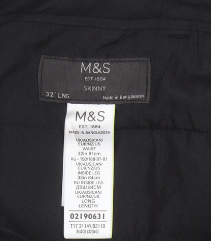 M&S Men’s Black 32in Skinny Trousers Smart Formal 33in Leg