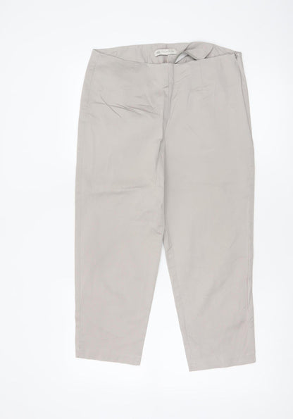 Marks & Spencer Women's Beige UK 12 Tapered Cotton Trousers