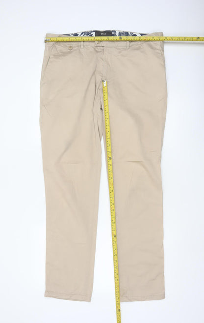 Brax Men’s Beige 36R Felix Stretch Cotton Chino Straight Trousers