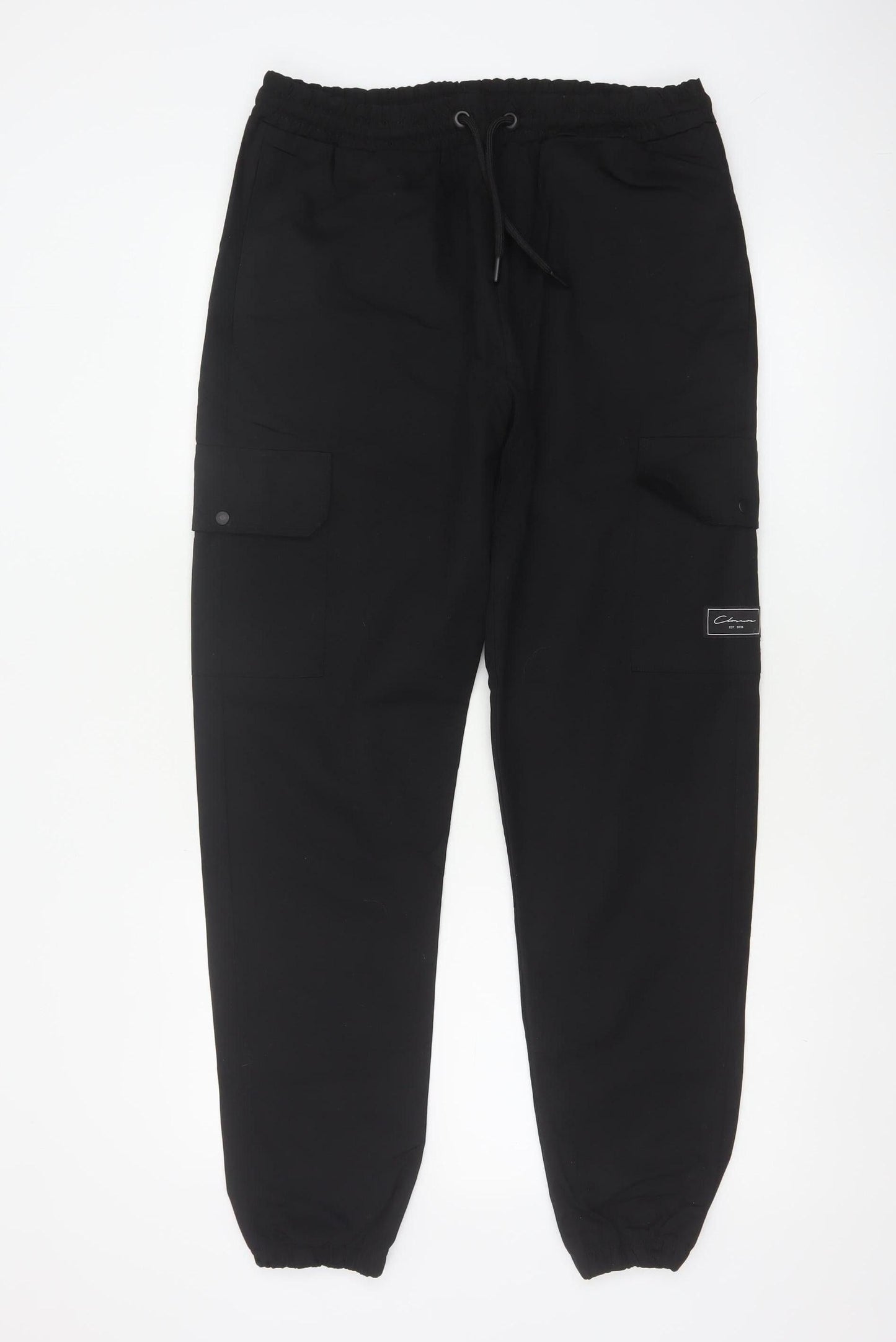 Closure London Men’s Black M Cargo Jogger Trousers Drawstring Cuffed